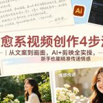 治愈系视频创作4步法｜从文案到画面，AI+剪映全实操，新手也能精准传递情感