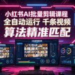 小红书AI批量剪辑课程，24小时全自动运行，解放双手专注运营，千条视频批量处理，小红书算法精准匹配