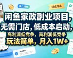 闲鱼家政副业项目，无需门店，低成本启动，高利润低竞争，玩法简单，月入1W+