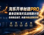 淘系开单秘籍PRO，量身定制淘天实战陪跑计划，告别做店迷茫、快速突破运营瓶颈期（20260709）