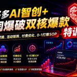 2026拼多多AI智创+利润爆破双核爆款特训营，收获底层逻辑、活动矩阵、付费优化、0-1打爆SOP