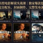 500W粉博主亲授电影解说实战课｜精选独家思路、AI写文案、零基础剪辑、配音配乐、封面制作、完整发布流程一站式教学