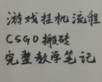 游戏挂G全流程笔记分享，CSGO游戏搬砖，小白看了当天学会见收益【揭秘】