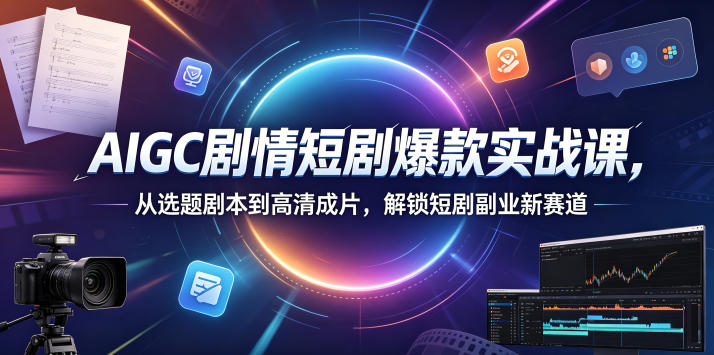 AIGC剧情短剧爆款实战课，从选题剧本到高清成片，解锁短剧副业新赛道（更新0906）