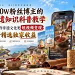 抖音20W粉丝博主的AI非遗知识科普教学，零基础制作非遗文化类短视频变现，解锁抖音精选独家收益