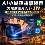 AI小说短故事项目，大佬亲测月入1-3W，零基础教你用AI批量产出优质短故事，实现一稿多吃多渠道变现（更新0910）