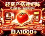 轻资产搭建矩阵，吃透番茄小说变现红利，日入1000+，支持无限矩阵放大【揭秘】