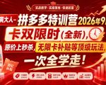 黄大人-拼多多特训营2026年9月，卡双限时(全新)，原价上秒杀，无限卡补贴等顶级玩法，一次全学走!（更新0913）