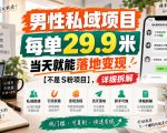 男性私域项目，每单29.9米，当天就能落地变现【不是S粉项目】，详细拆解