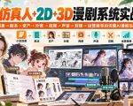 【无水印】AI仿真人+2D+3D漫剧系统实战课，小说创意→剧本→资产→分镜→视频→声音→剪辑→运营接单的完整AI漫剧生产体系