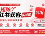 AI矩阵小红书获客实战课，覆盖图文笔记、短视频笔记制作，打通完整获客链路，搭建AI提效工作流，实现矩阵账号稳定引流获客