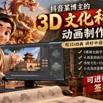 抖音某博主的3D文化科普动画制作教学，用3D动画呈现中国传统文化，可进精选签独家，单日收益1k+