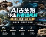 AI古生物转生科普短视频，18W粉丝博主课程，视频文案、剪辑发布全流程