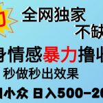 26年暴力单身情感经济项目，冷门小众赛道，门槛低小白可做，日入500-2k，可矩阵放大，最重要的是不缺流量，流量极大【揭秘】