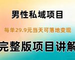 男性私域项目每单29.9，当天就能落地变现【不是S粉项目】详细拆解