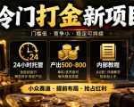 冷门打金新项目，24小时托管，产出500-800，内部教程【揭秘】