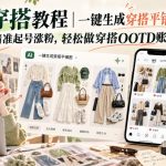 AI穿搭教程｜一键生成穿搭平铺图，精准起号涨粉，轻松做穿搭OOTD账号