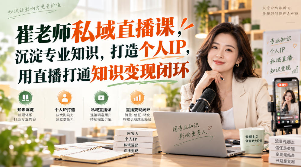 崔老师私域直播课，沉淀专业知识，打造个人IP，用直播打通知识变现闭环
